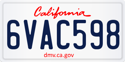 CA license plate 6VAC598
