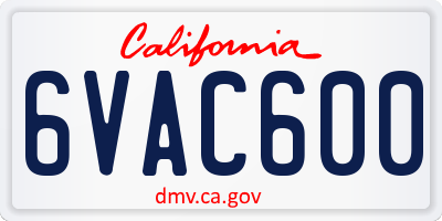 CA license plate 6VAC600