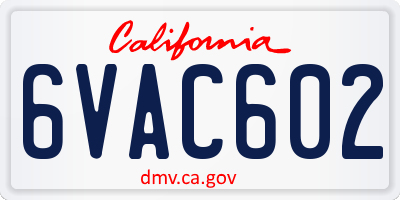CA license plate 6VAC602