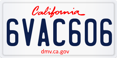 CA license plate 6VAC606