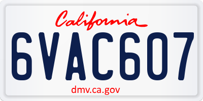 CA license plate 6VAC607
