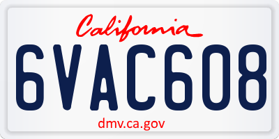 CA license plate 6VAC608