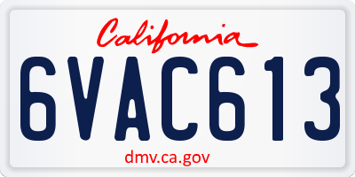 CA license plate 6VAC613