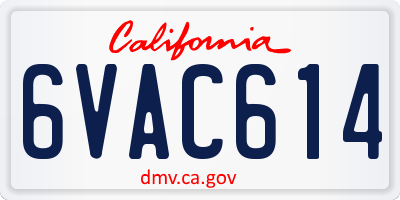CA license plate 6VAC614