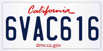 CA license plate 6VAC616