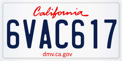 CA license plate 6VAC617