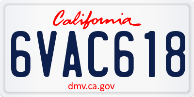 CA license plate 6VAC618