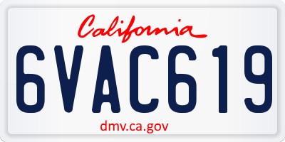 CA license plate 6VAC619