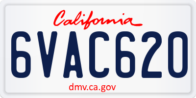 CA license plate 6VAC620