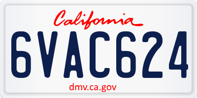 CA license plate 6VAC624