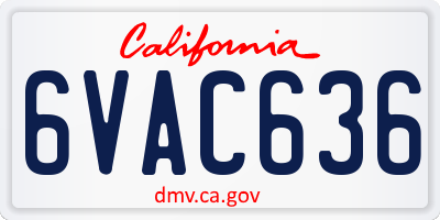 CA license plate 6VAC636