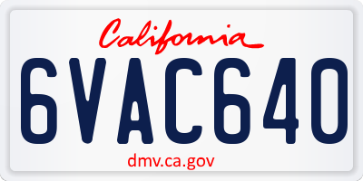 CA license plate 6VAC640