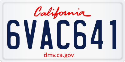 CA license plate 6VAC641