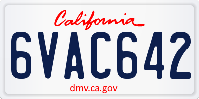 CA license plate 6VAC642