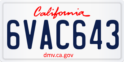 CA license plate 6VAC643