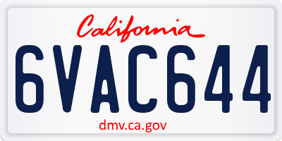CA license plate 6VAC644