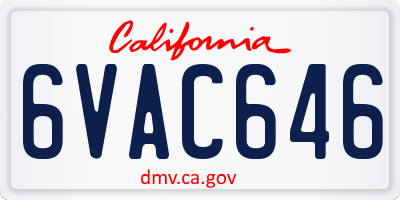 CA license plate 6VAC646
