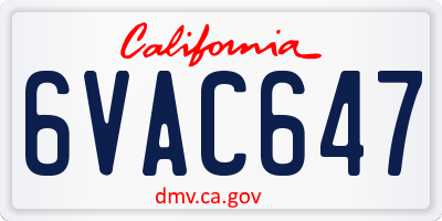 CA license plate 6VAC647