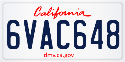 CA license plate 6VAC648