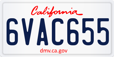 CA license plate 6VAC655