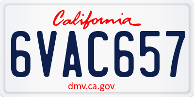 CA license plate 6VAC657