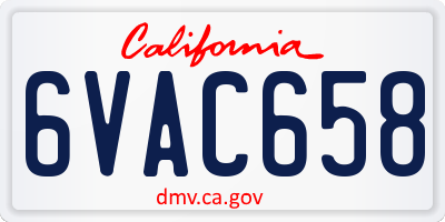 CA license plate 6VAC658