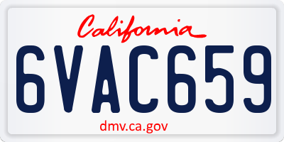 CA license plate 6VAC659