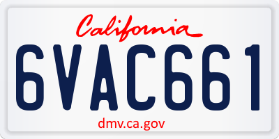 CA license plate 6VAC661