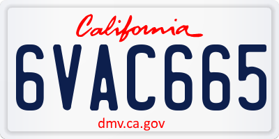 CA license plate 6VAC665