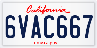 CA license plate 6VAC667