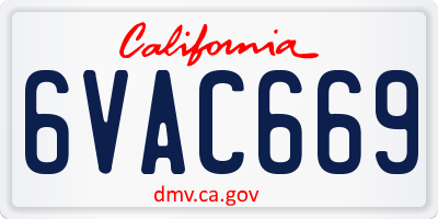 CA license plate 6VAC669