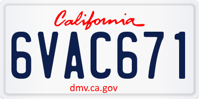 CA license plate 6VAC671