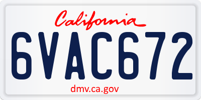 CA license plate 6VAC672