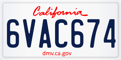CA license plate 6VAC674