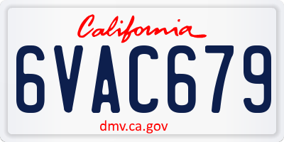 CA license plate 6VAC679