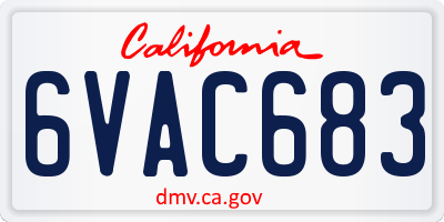 CA license plate 6VAC683