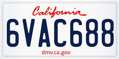 CA license plate 6VAC688