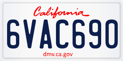 CA license plate 6VAC690