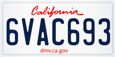 CA license plate 6VAC693