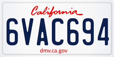 CA license plate 6VAC694