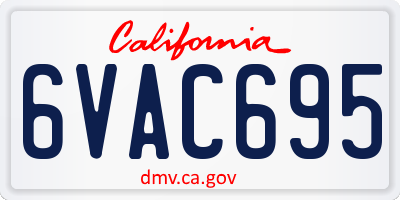 CA license plate 6VAC695