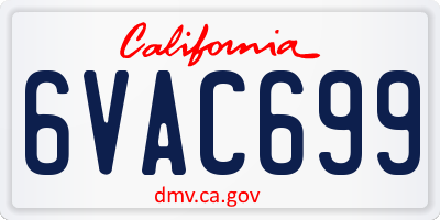 CA license plate 6VAC699