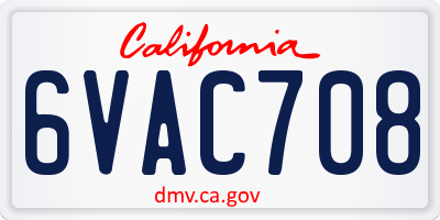 CA license plate 6VAC708