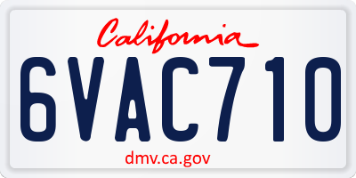 CA license plate 6VAC710