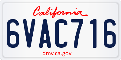 CA license plate 6VAC716