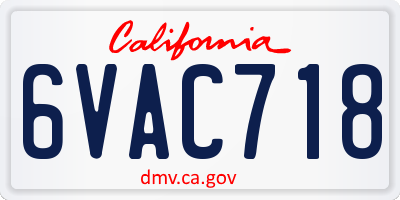 CA license plate 6VAC718