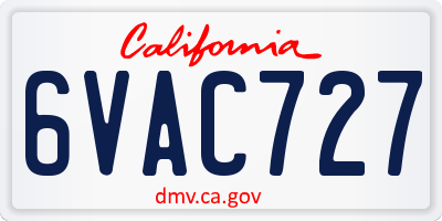 CA license plate 6VAC727
