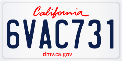 CA license plate 6VAC731