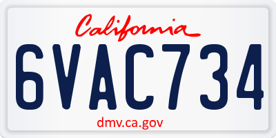 CA license plate 6VAC734