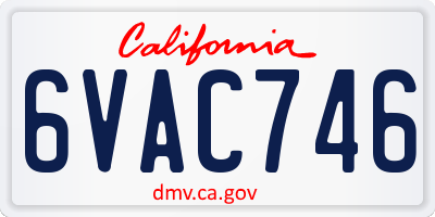 CA license plate 6VAC746